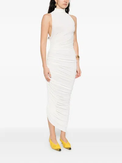 Jacquemus Asymmetric Hem Sleeveless High Neck Dress In White