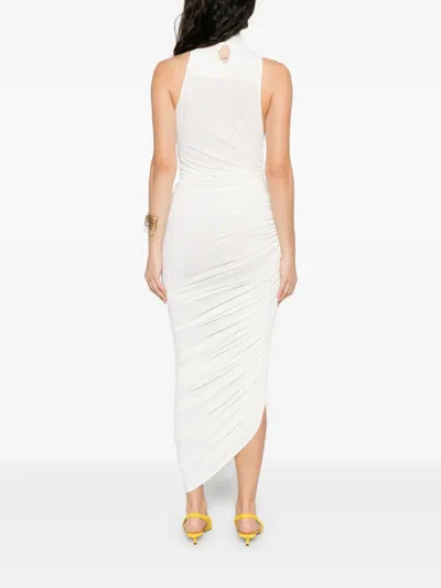 Jacquemus Asymmetric Hem Sleeveless High Neck Dress In White