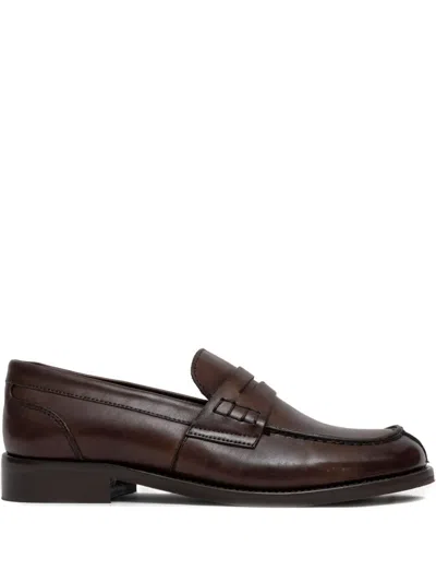 Sommet Penny-strap Leather Loafers In Brown
