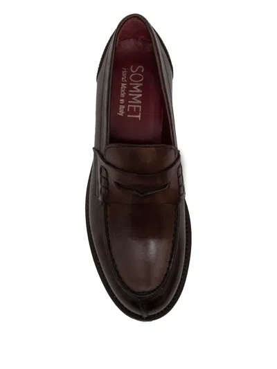 Sommet Penny-strap Leather Loafers In Brown