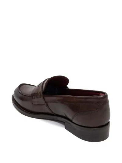 Sommet Penny-strap Leather Loafers In Brown