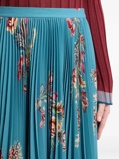 花卉印花褶饰中长半身裙