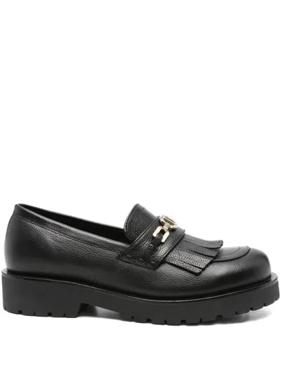 Twinset Twin-set Tassel Loafers With Logo Chain In Black