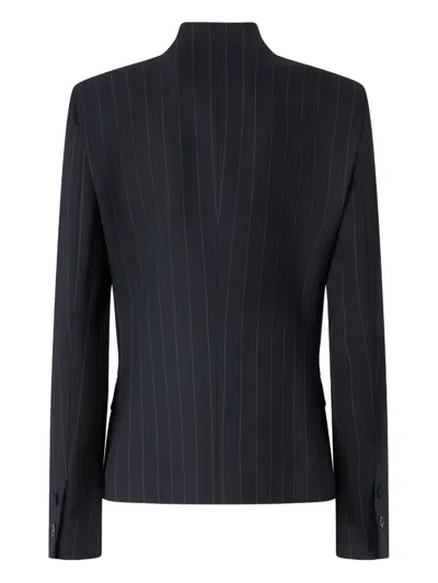 Pinko Tailored Pinstripe Blazer With Structured Shoulders In Black