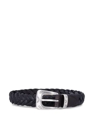 Fabrizio Mancini Norvegia Braided Leather Belt In Black