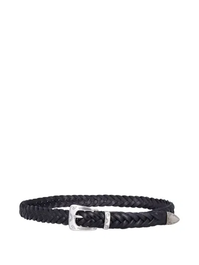 Fabrizio Mancini Norvegia Braided Leather Belt In Black