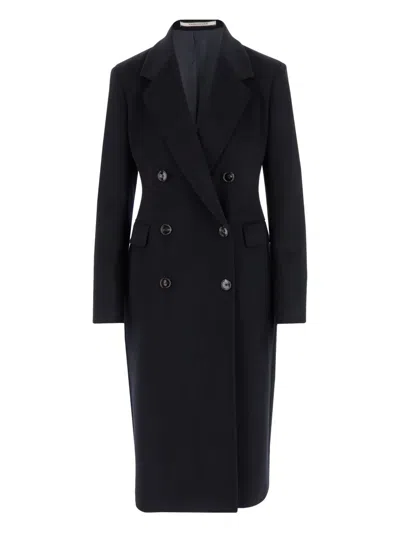 Tagliatore Double-breasted Jacket With Structured Shoulders And Flap Pockets In Black