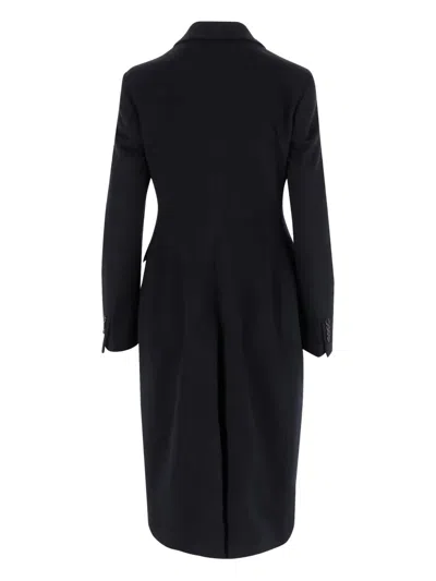 Tagliatore Double-breasted Jacket With Structured Shoulders And Flap Pockets In Black