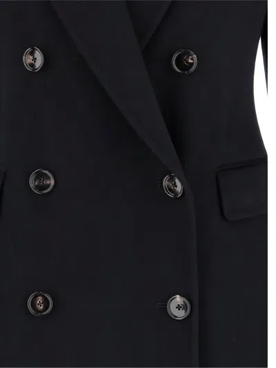 Tagliatore Double-breasted Jacket With Structured Shoulders And Flap Pockets In Black