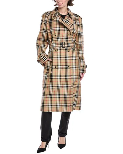 Burberry Checked Trench In Beige