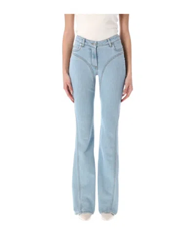 Mugler Rhinestone-embellished Flared Jeans In Blue