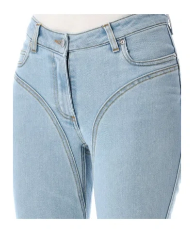 Mugler Rhinestone-embellished Flared Jeans In Blue