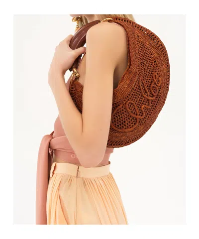Chloé X Made For A Woman Summer Banana Small Raffia Shoulder Bag In Brown