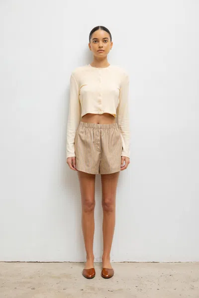 Leset Lauren Crop Cardigan In Vanilla In Neutral