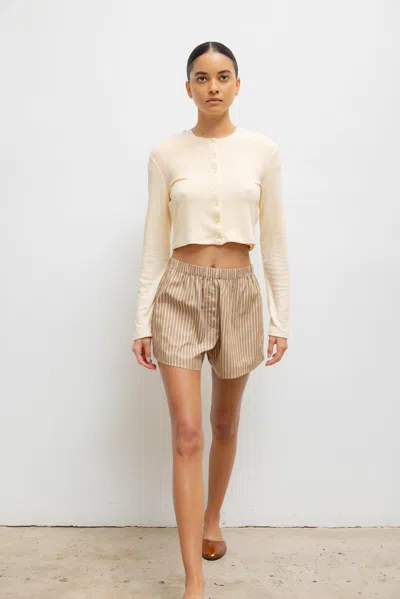 Leset Lauren Crop Cardigan In Vanilla In Neutral