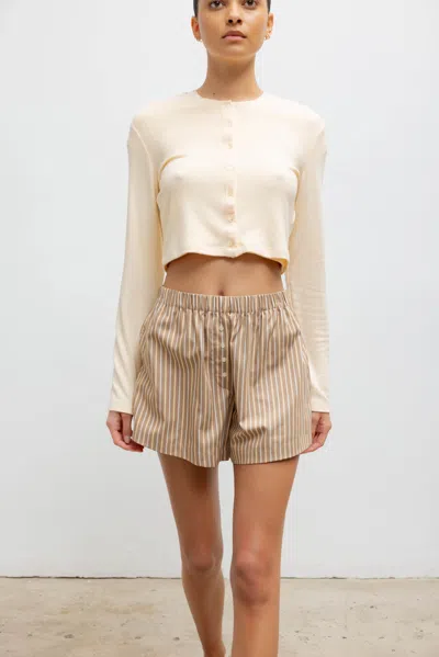 Leset Lauren Crop Cardigan In Vanilla In Neutral