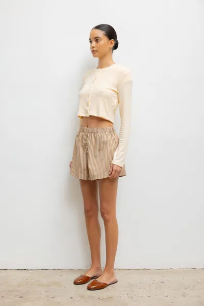 Leset Lauren Crop Cardigan In Vanilla In Neutral
