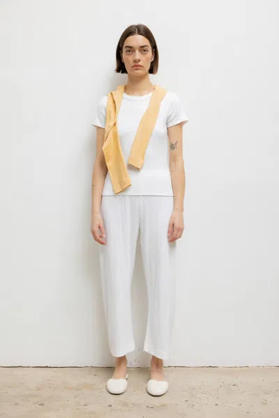 Leset Pointelle Crop Wide Leg Pant In White