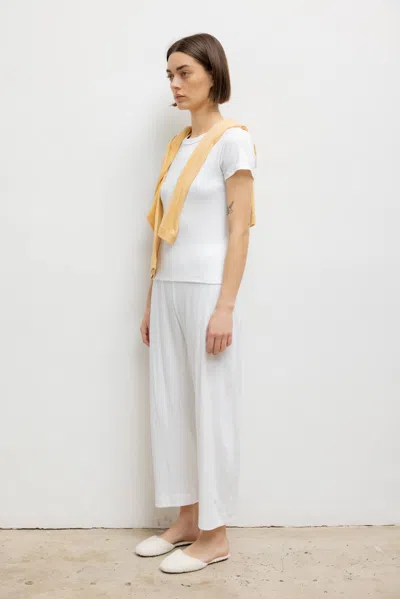 Leset Pointelle Crop Wide Leg Pant In White