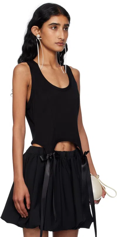 Simone Rocha Tank Top With Bow Tails And Asymmetric Hem In Black