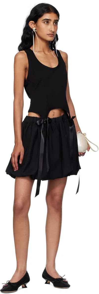 Simone Rocha Tank Top With Bow Tails And Asymmetric Hem In Black