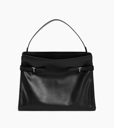 Le Tanneur Emie Maxi Shoulderbag In Smooth Leather And Nubuck In Black