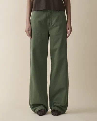Jeanerica Belem Mid Rise Loose Fit Chinos In Chevron Green