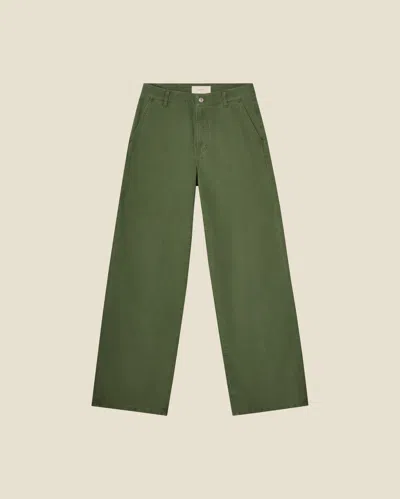 Jeanerica Belem Mid Rise Loose Fit Chinos In Chevron Green