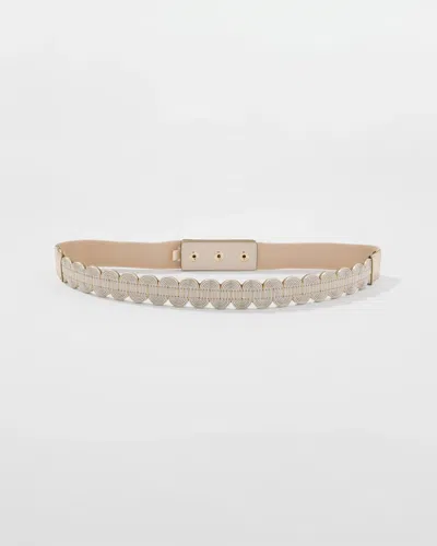 White House Black Market Mixed Metal Stretch Belt In Gold