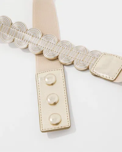 White House Black Market Mixed Metal Stretch Belt In Gold