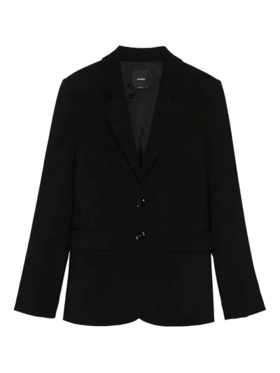 Pinko Tailored Black Jacket With Notched Lapel And Structured Shoulders In Black