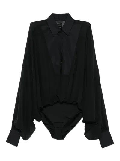 Pinko Button-down Long-sleeve Bodysuit In Black