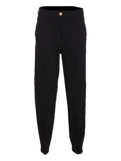 Pinko Tailored Black Trousers With Gold-tone Button Detail In Black