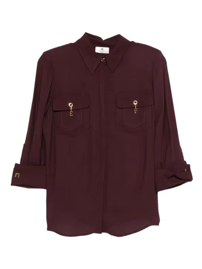 Elisabetta Franchi Shirt With Chest Pockets And Collared Neck In Red
