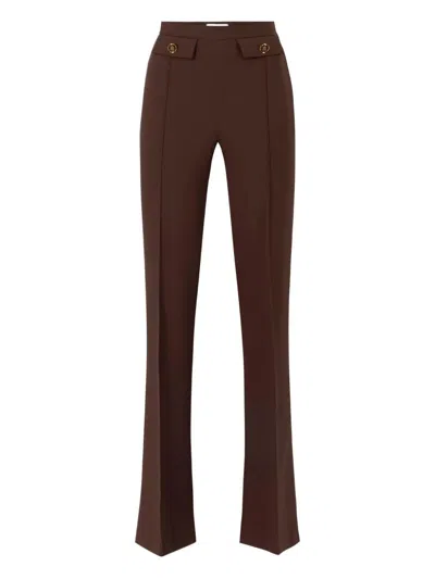 Elisabetta Franchi High-waisted Flared Pants With Decorative Button Details In Burgundy
