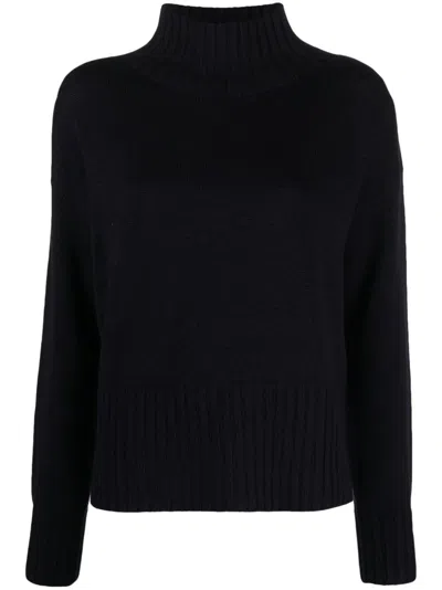 Drumohr Long Sleeves Turtle Neck Oversized Sweater In Black