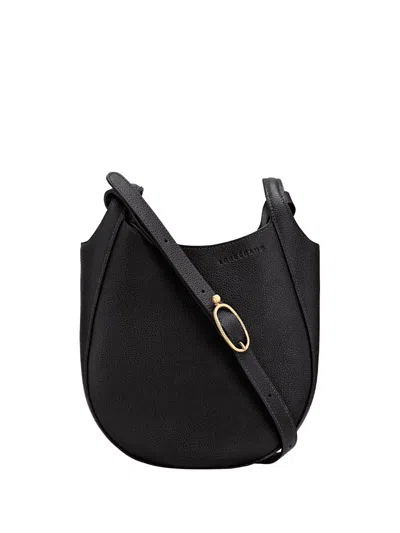 Longchamp Small Le Foulonne Leather Crossbody Bag In Black