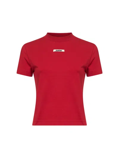 Jacquemus Short Sleeve Cotton T-shirt In Red