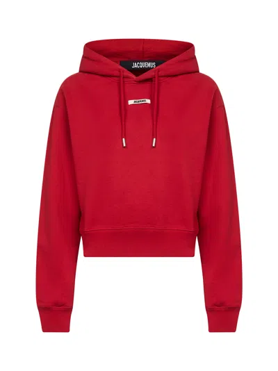 Jacquemus Le Hoodie Gros Grain Cotton Hoodie In Red