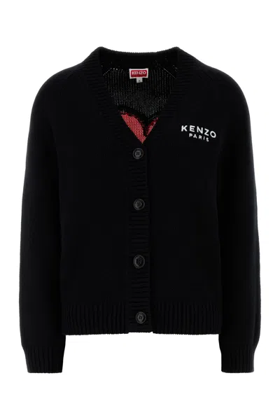 Kenzo Women Black Cotton Blend Cardigan In Black