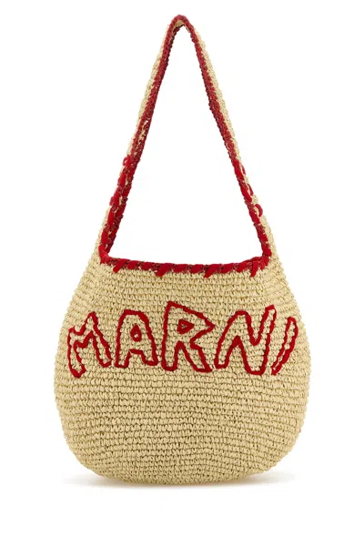Marni Borsa A Spalla Nassa Piccola In Rafia Donna In Red