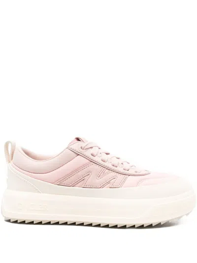 Moncler Casual Low Top Sneakers With Pull Tab In Pink