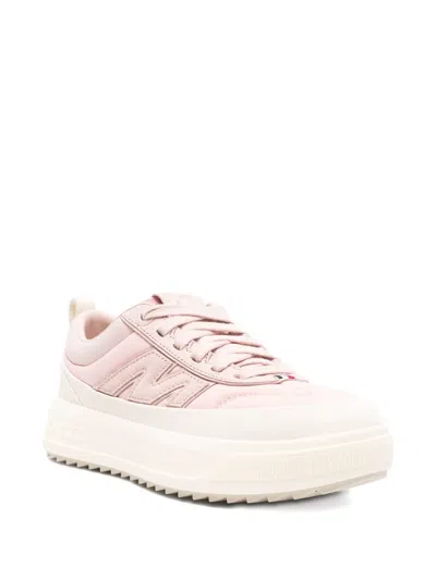 Moncler Casual Low Top Sneakers With Pull Tab In Pink
