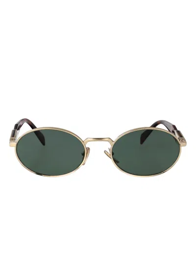 Prada Oval-framed Sunglasses In Gold
