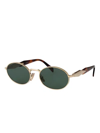 Prada Oval-framed Sunglasses In Gold