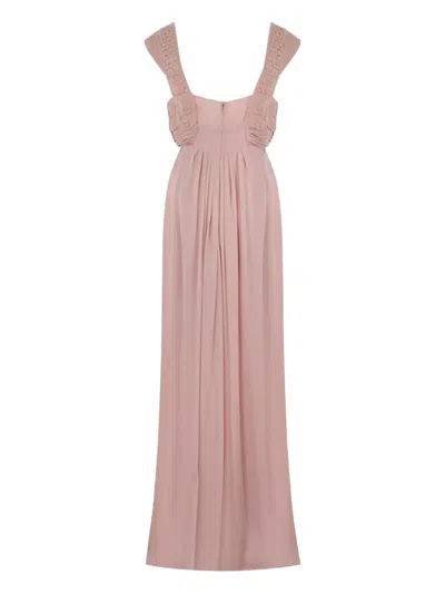 Valentino Embroidered Frill Maxi Dress In Pink