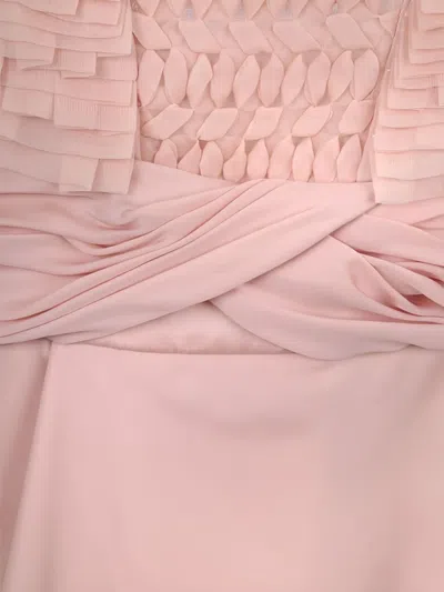 Valentino Embroidered Frill Maxi Dress In Pink