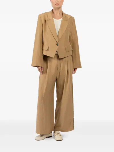 Smythe Cropped Single-button Blazer In Brown