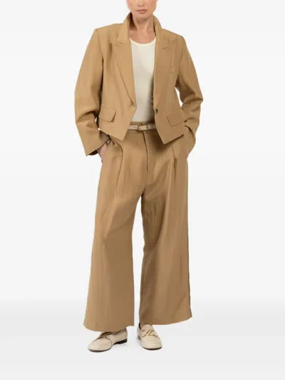 Smythe Cropped Single-button Blazer In Brown