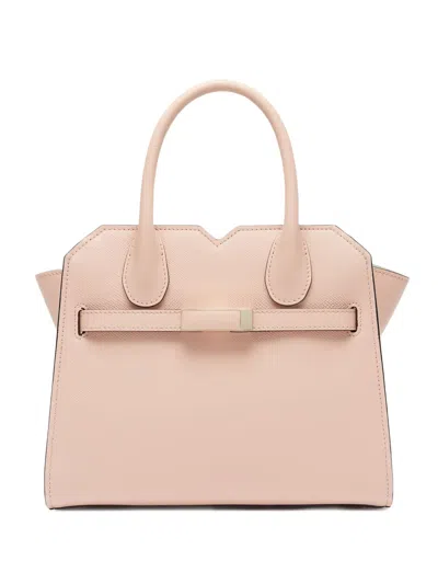 Valextra Structured Top Handle Shoulder Bag Metal Hardware In Pink